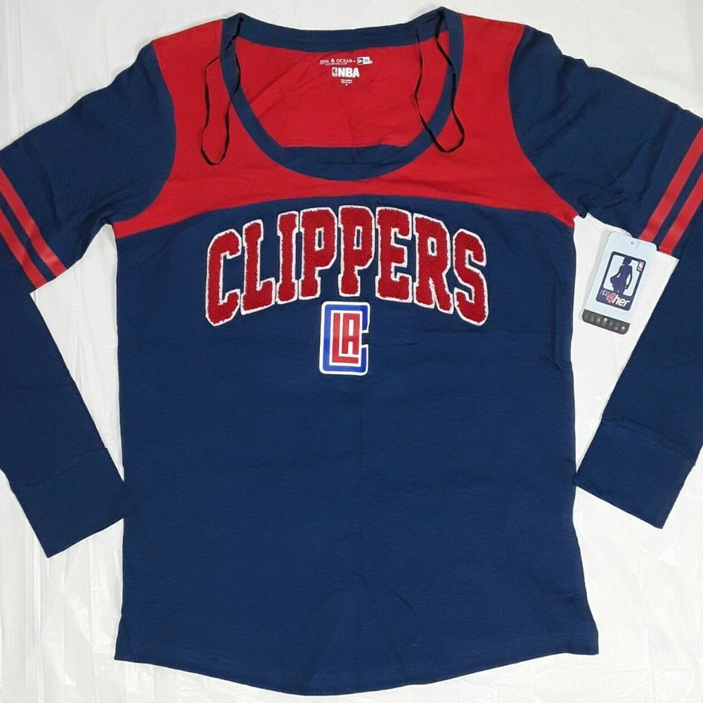 LOS ANGELES CLIPPERS 5th & Ocean By New Era Long-Sleeve Shirt